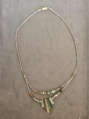 Silver And Agate Beaded Necklace
